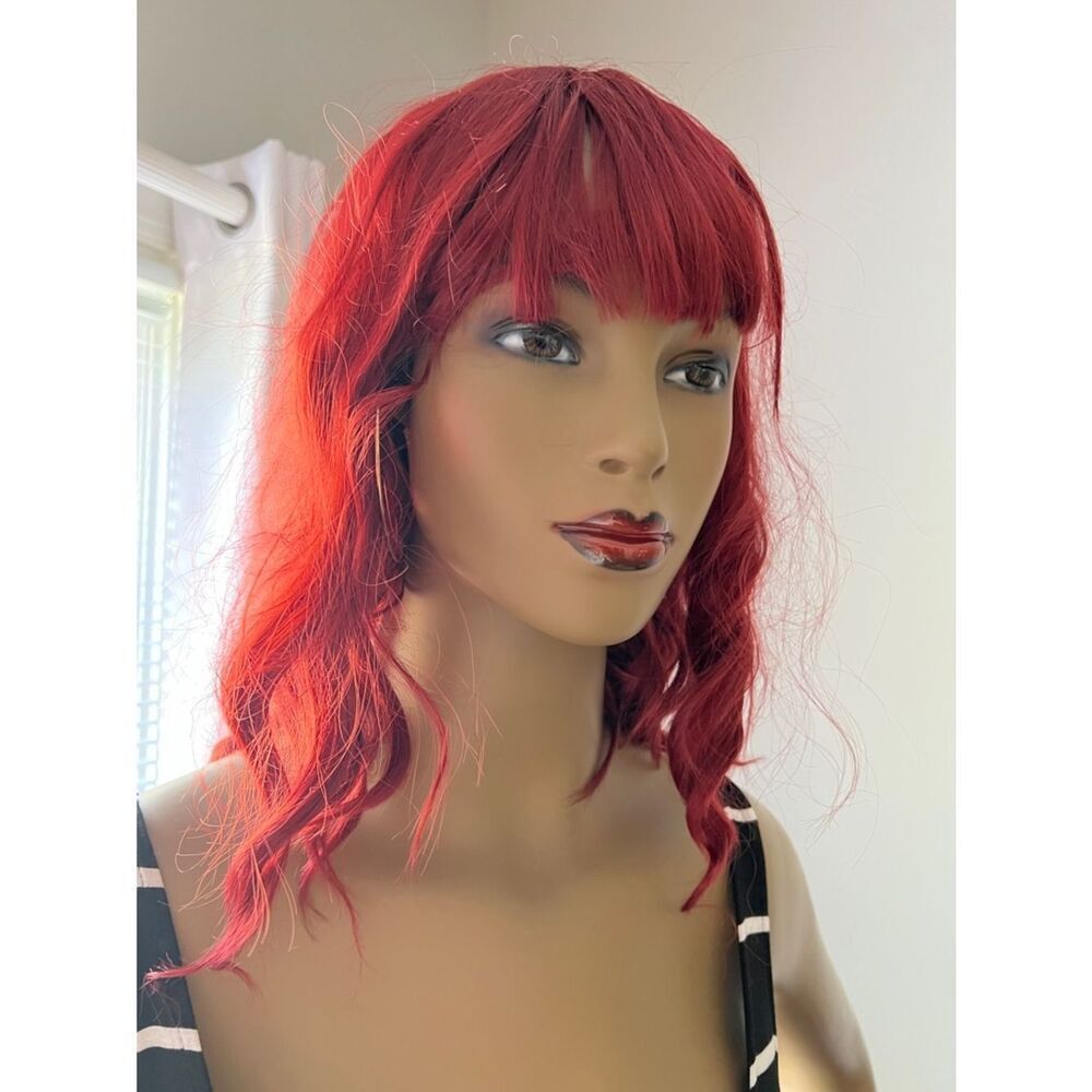 Amazon Red Wavy Wig with Fringe